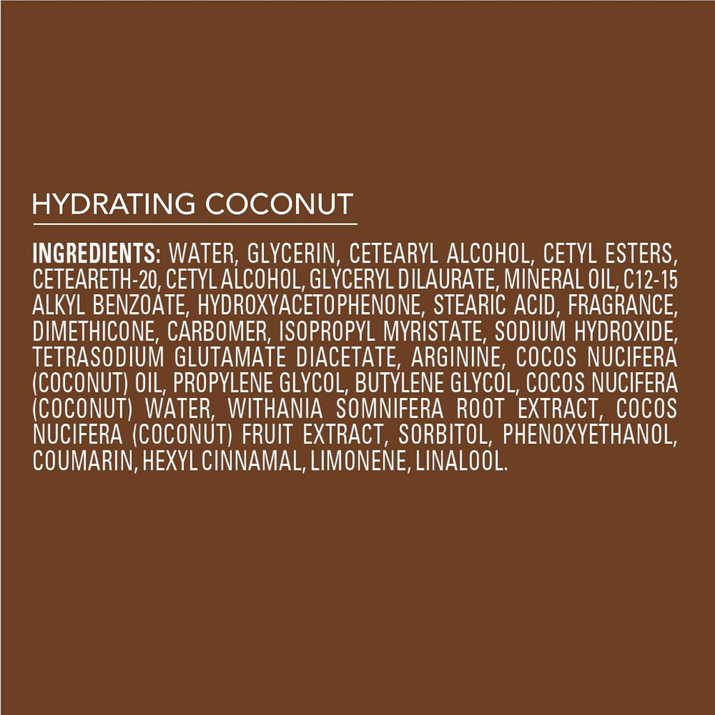Jergens Hydrating Coconut Body Lotion For Dry To Extra Dry Skin, Moisturizer That Instantly Hydrates Skin With Coconut Oil, Dermatologist Tested, 16.8 Oz