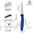 Stainless Steel Paring Knife With Serrated Blade, 6 Pieces Set Vegetable And Fruit Knife, Ultra Sharp Small Kitchen Knife, Colorful Paring Knives With Pp Plastic Ergonomic Handle.