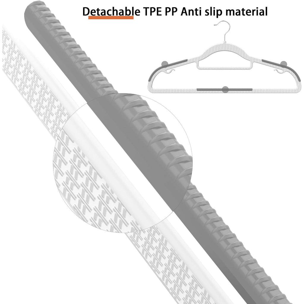 60 Pack Heavy Duty Plastic Hangers, Non Slip Clothes Hangers With Rubber Pads And 360° Hook - Thin Space Saving Hanger, Closet Organizer For Shirt, Pants, Suit, Skirt,Coat - Gray