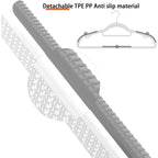 60 Pack Heavy Duty Plastic Hangers, Non Slip Clothes Hangers With Rubber Pads And 360° Hook - Thin Space Saving Hanger, Closet Organizer For Shirt, Pants, Suit, Skirt,Coat - Gray