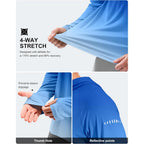 Men'S Sun Protection Hoodie Shirts Long Sleeve Upf 50+ Swim Shirts For Men Rash Guard Fishing Shirt Quick Dry