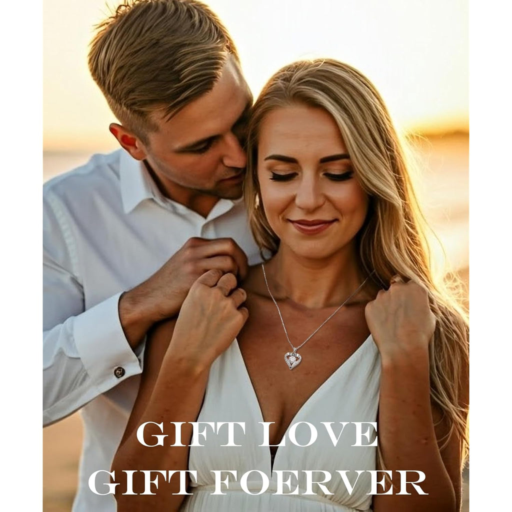 KRZ 1-3CT Moissanite Heart Necklaces for Women Wife, S925 'I LOVE YOU' Women's Jewelry, Anniversary Birthday Gifts for Women, Birthday Gift Ideas for Wife, Women's Necklaces for Her Girlfriend