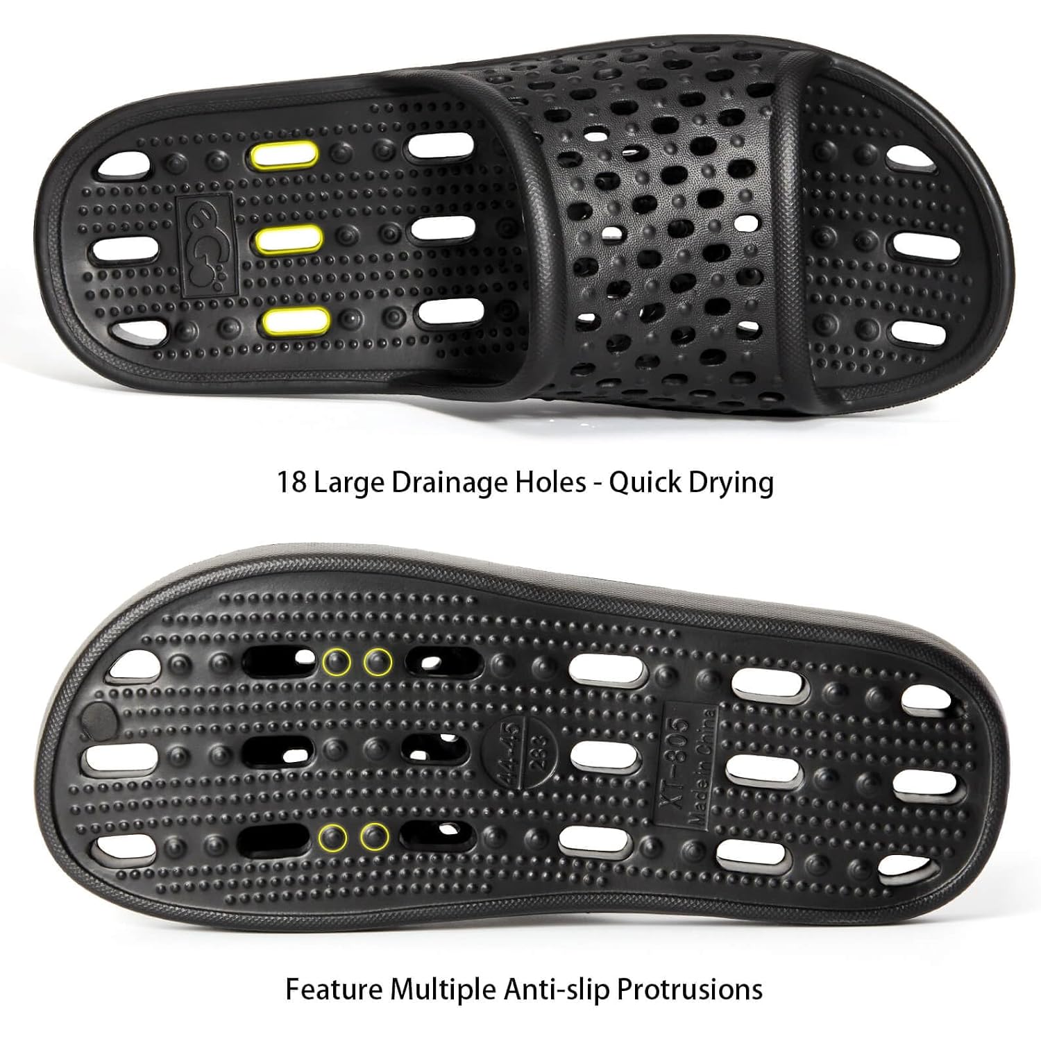 Shower Shoes Men Quick Drying Women Shower Sandals Non-Slip Comfortable House Slippers Bathroom Hotel Flip Flops Slides With Students Gym