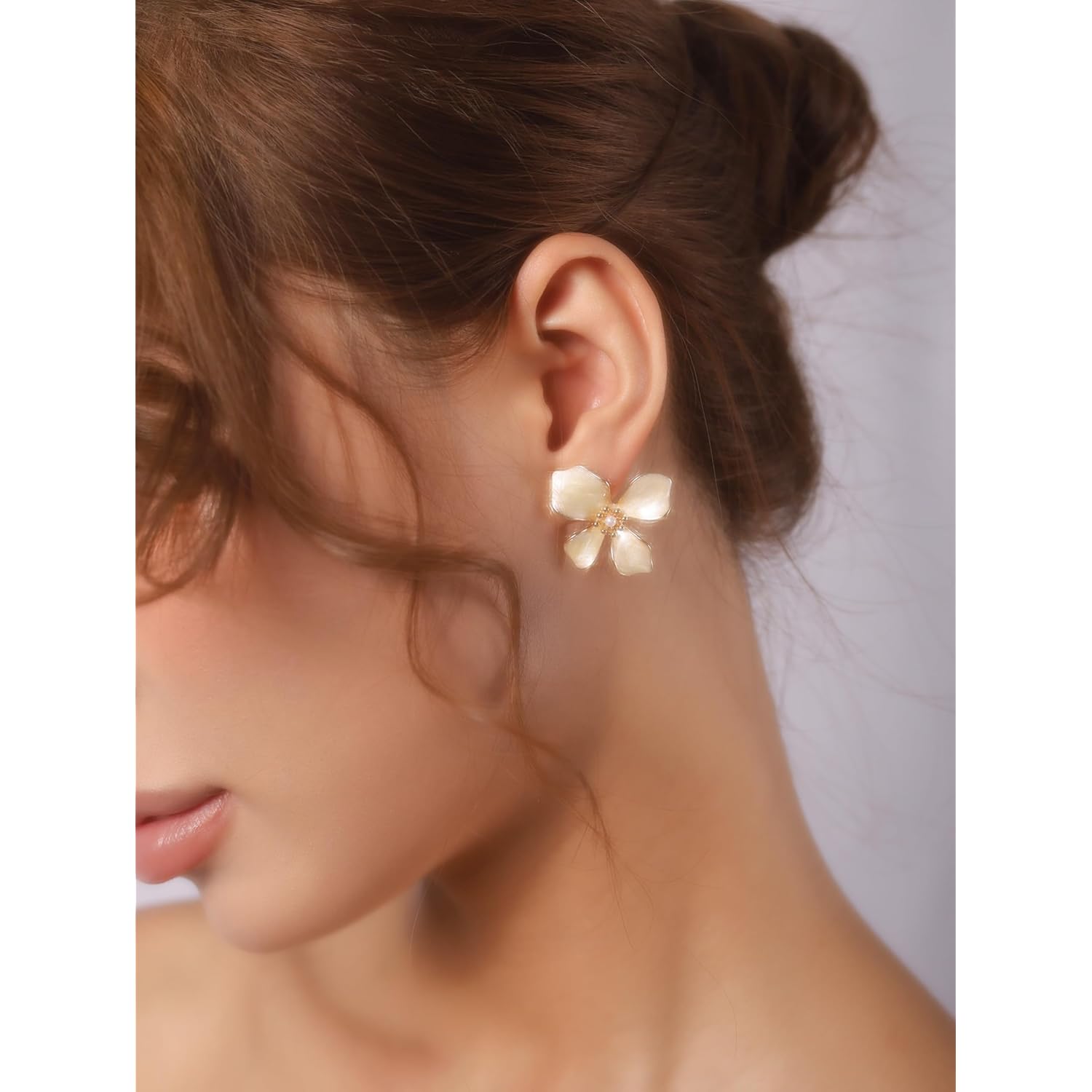 OJERRY Elegant Pastel Flower Stud Earrings for Women, Floral Earrings Jewelry Accessories Romantic Cool Gifts for Her Women in Their 20s 30s