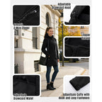 33,000Ft Women'S Waterproof Softshell Long Rain Jacket With Hood Fleece Lined Windproof Windbreaker