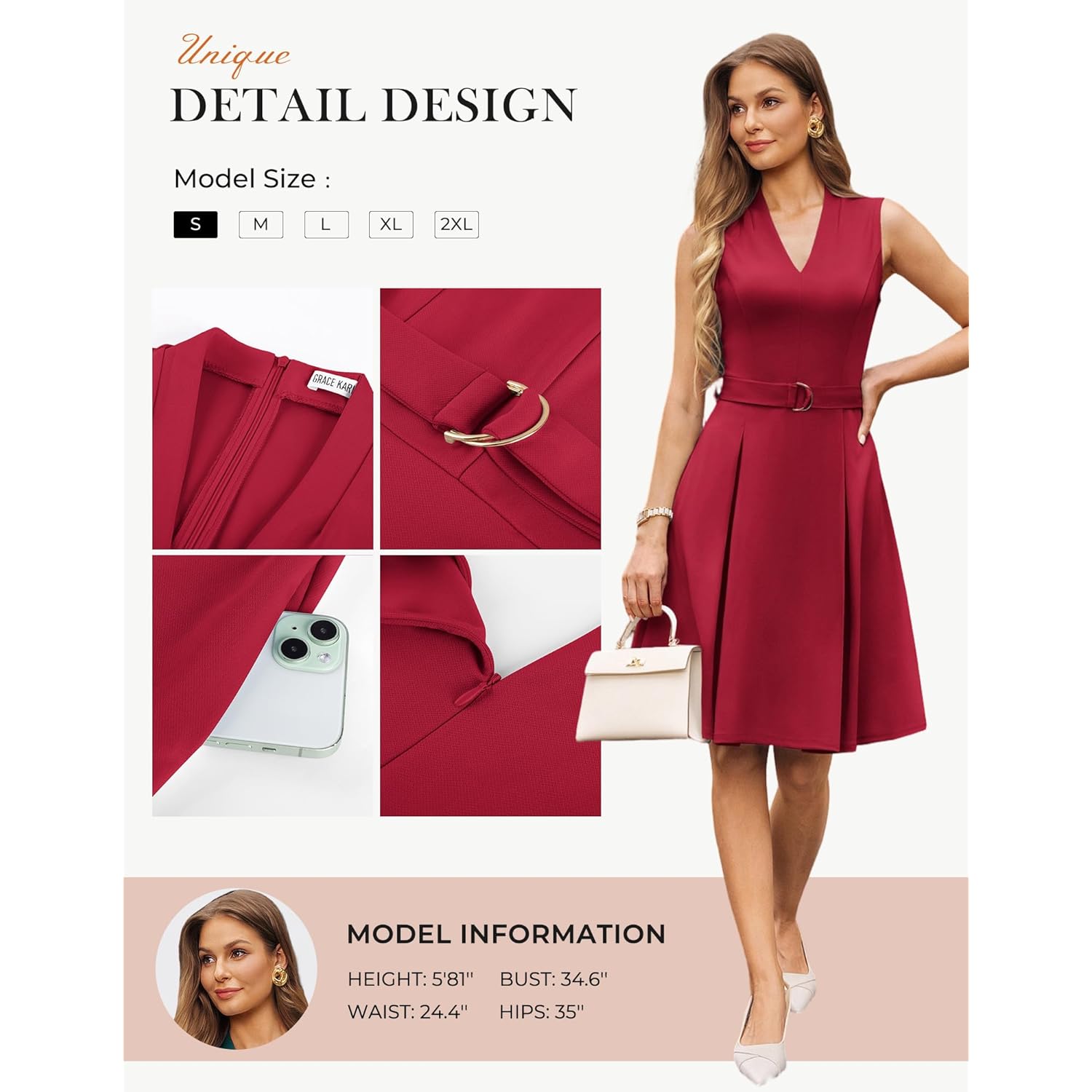 Women's Wear to Work Dresses 2026 Business Office Fit and Flare Midi Dress Church Outfits with Pockets
