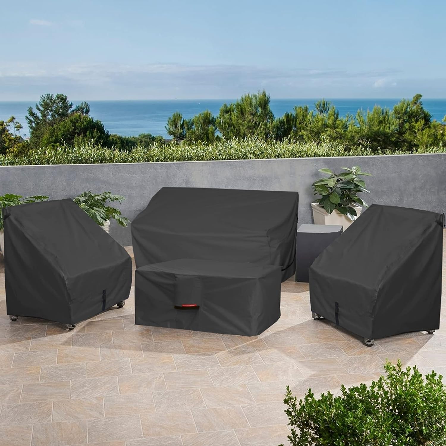 Porch Shield Patio Fire Pit Cover - Waterproof 600D Outdoor Rectangular Gas Fire Table Cover Deck Box Protector - 44 X 26 Inch, Black