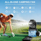 Portable Misting Fan 20000Mah Rechargeable Battery, 6L Bucket Outdoor Mist Fans Patios Cooling, Camping Fan With Led Light Modes & Stepless Speed Control, 4 Spray Mister, Timer Function(Black)
