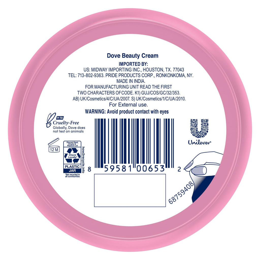 Dove Lotion, Beauty Cream - Light, Fast-Absorbing Face And Body Cream For Normal To Dry Skin, 24-Hour Moisture, Luxuriously Scented Face Cream, Hand & Body Lotion, Travel Size, 2.53 Fl Oz (Pack Of 4)
