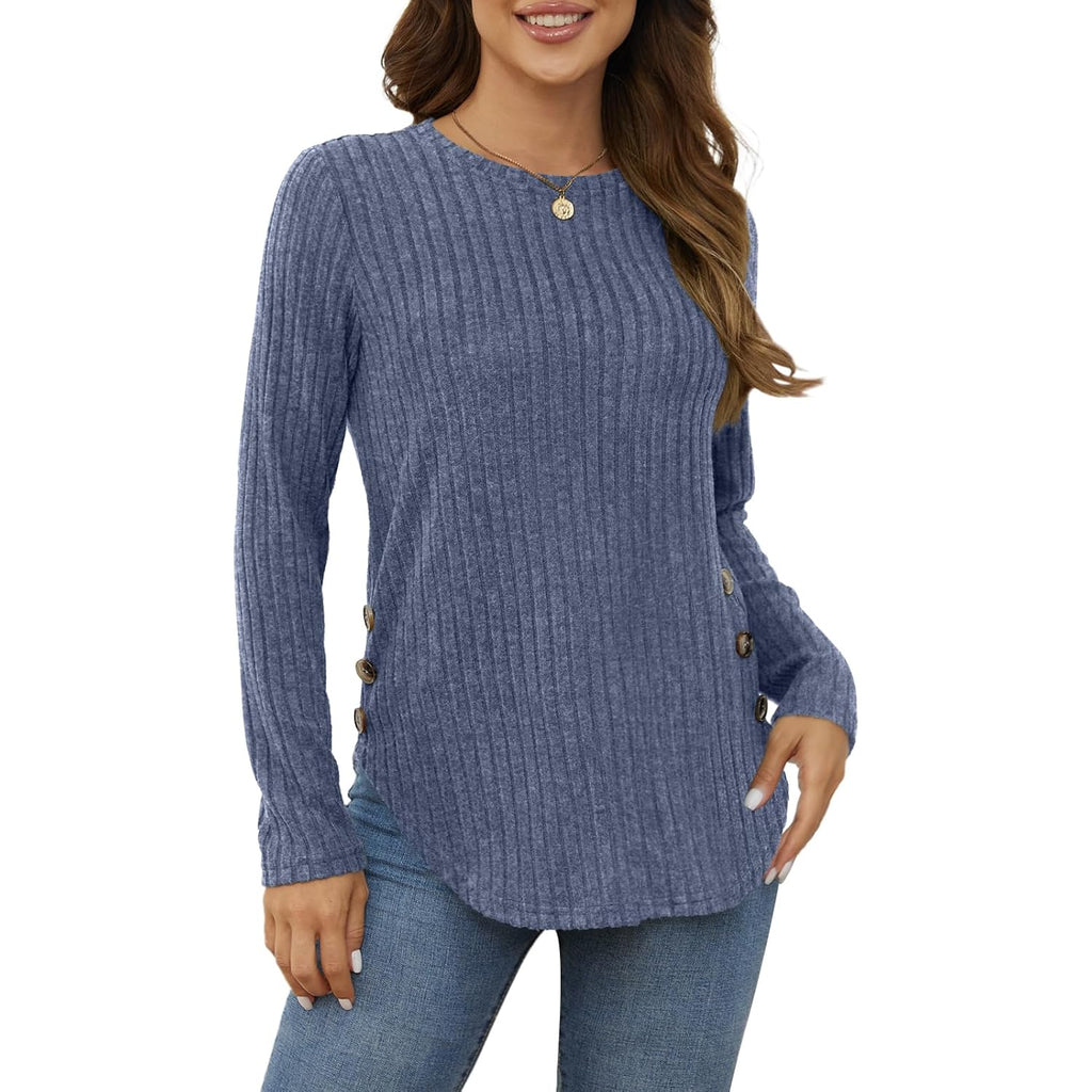 Women's Long Sleeve Fall Sweaters 2026 Lightweight Casual Crewneck Tunic Tops