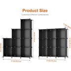 Homidec Closet Organizers And Storage, 9 Cube Storage Organizer, Portable Closet Organizer Cubes Shelves For Clothes, Bedroom, Kids Room, Bathroom, Wardrobe, Garment Racks, Black