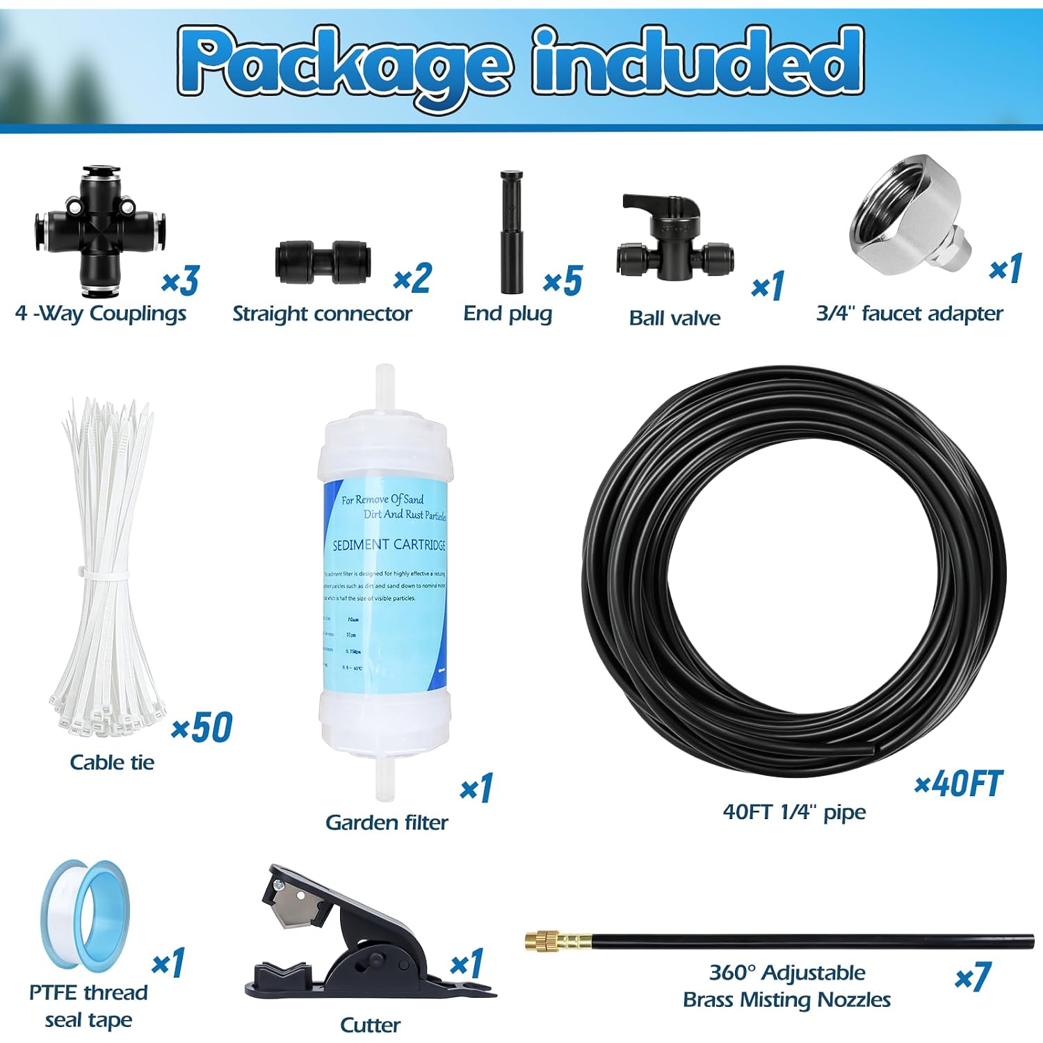 Air Conditioner Evaporative Cooling Kit, Ac Condenser Misting System With Water Filter And Pipe Cutter, Cooling System For Residential Sun-Exposed Condensers & High-Temperature Climate Homes