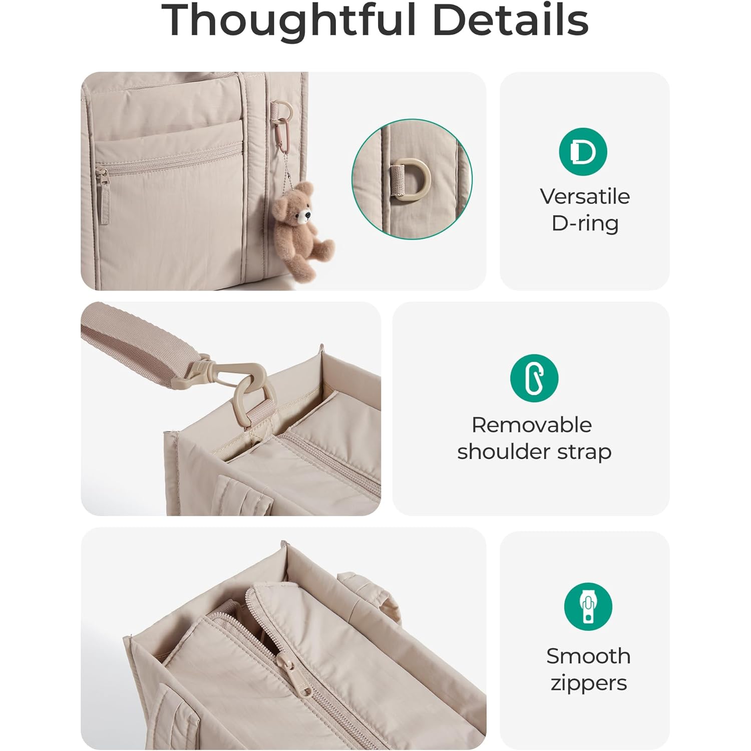 BAGSMART Boxy Tote Bag for Women, Crossbody Bag with Zipper, Crush Bow Purses for Travel Work College