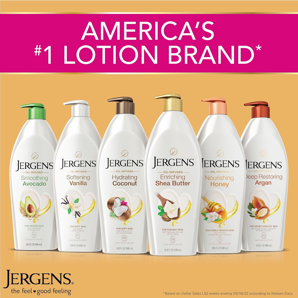 Jergens Hydrating Coconut Body Lotion, Hand And Body Moisturizer, Infused With Coconut Oil, Hydrates Dry Skin Instantly, Dermatologist Tested, 26.5 Oz