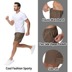 Men'S Casual 7 Inch Shorts Twill Drawstring Summer Beach Stretch Golf Shorts With Zipper Pockets