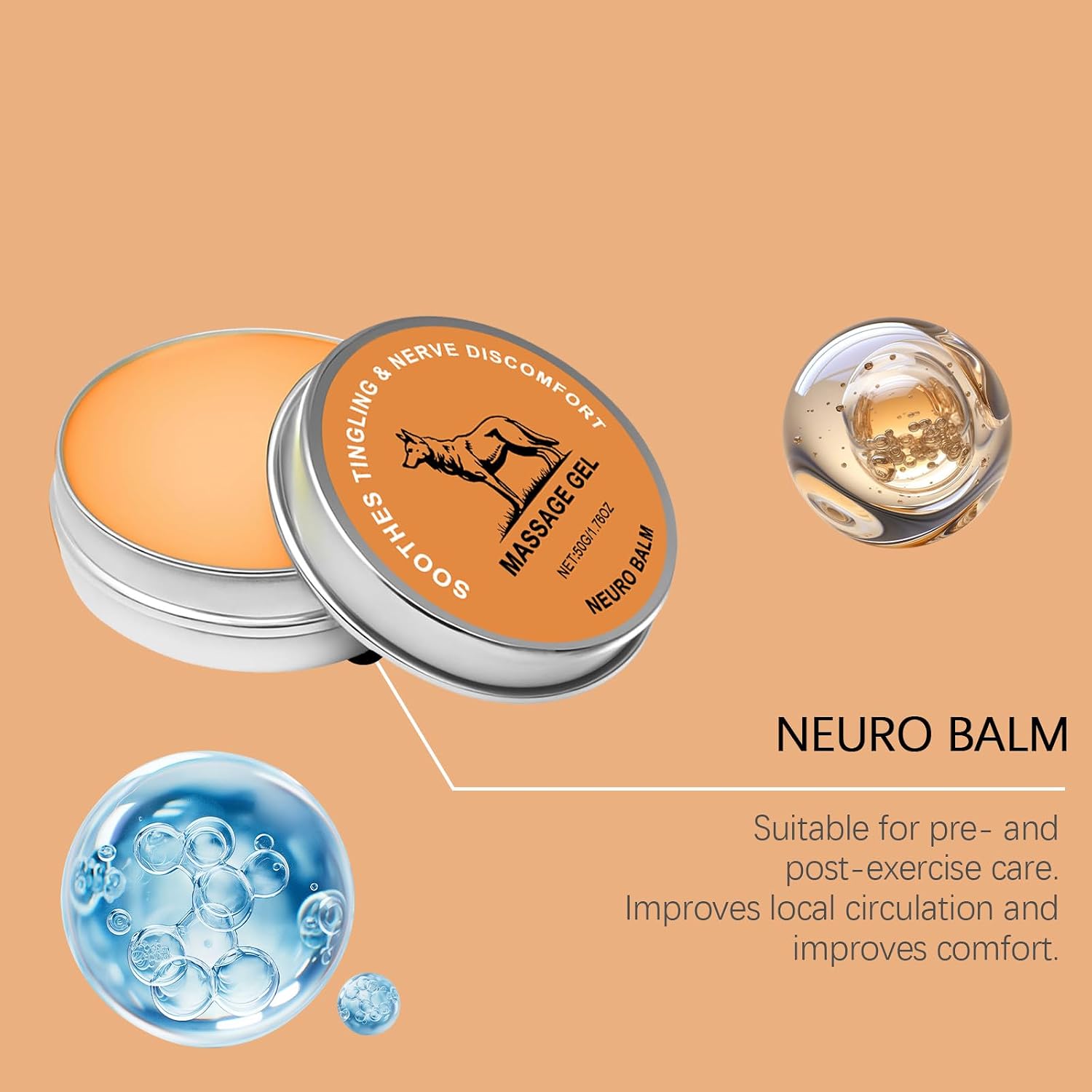 Neuro Balm, Nerve Relief Balm For Neuropathy, Natural Herbal Joint Care Cooling Soothing Massage Cream With Magnesium And Menthol, Joint & Muscle Care Ointment