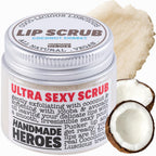 Handmade Heroes 100% Natural Lip Scrub, Vegan Conditioning Coconut Lip Exfoliator - Gentle Exfoliant, Ultra Sexy Sugar Lip Mask Polish And Scrubber For Chapped Dry And Dark Lips, 1Oz (Coconut Sorbet)