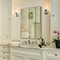 ANDY STAR Chrome Mirror for Bathroom, 30x36 Metal Frame Wall Mirror with Rounded Corner, Modern Rectangle Bathroom Vanity Mirror with Polish Finish
