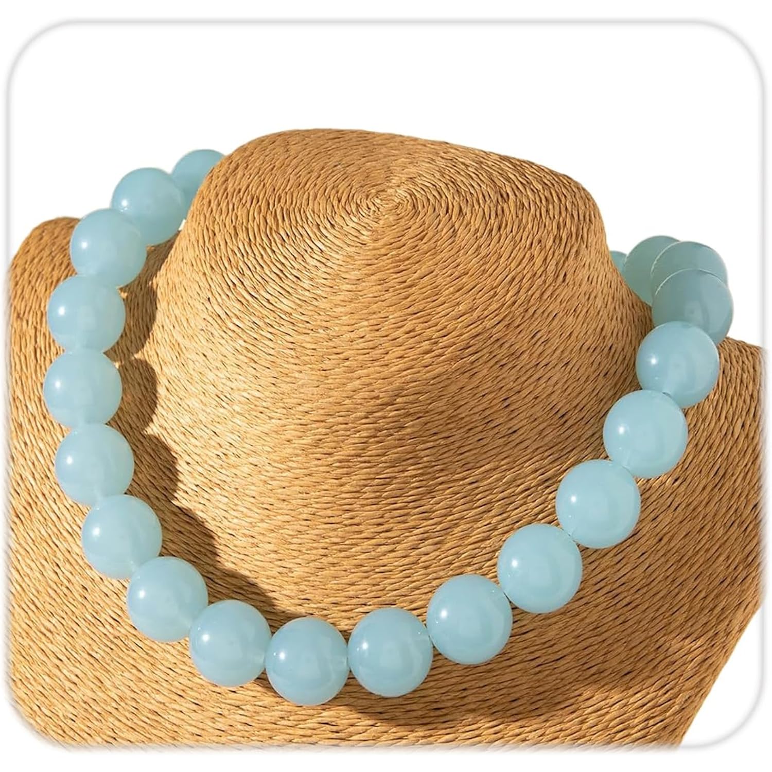 Colorful Chunky Beaded Necklace for Women Acrylic Bead Choker Necklaces Fashion Large Round Beads Necklaces for Women Handmade Summer Jewelry