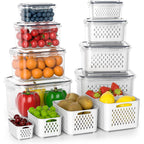Fruit Storage Containers For Fridge With Removable Colander, 8 Pack Fruit Containers For Fridge With 2 Function Divider Plate, Airtight Storage Container To Keep Berry Fruit Fresh, Dishwasher Safe