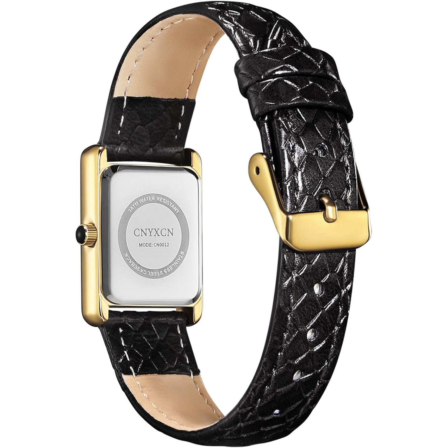 CNYXCN Women's Leather Strap Watch Vintage Gold Watches for Women Easy-Read Numeric Dial,Water-Resistant
