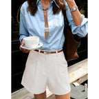 Shorts for Women Dressy 2026 Summer Pleated Wide Leg Elastic High Waisted Business Casual Shorts with Pockets