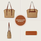 Tote Bag For Women,Large Capacity Straw&Vegan Leather Tote Purses For Women,Shoulder Bags For Daily Travel Work Beach