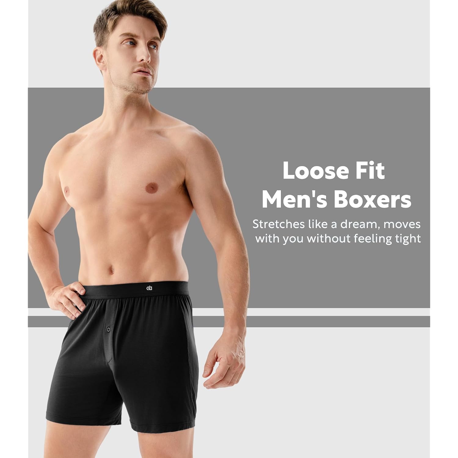 David Archy Men'S Boxer Shorts Bamboo Rayon Breathable & Cool Boxer For Men Loose Fit Men'S Underwear With Fly 3 Or 5 Pack
