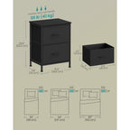 Songmics Bellah Collection - Night Stand With 2 Drawers, Bedside Table, Side End Table, Nightstand For Bedroom, Modern, Ink Black And Ebony Black Ulgs312B01S