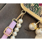 Vintage Embroidered Flower Handbag Retro Pearl Chain Crossbody Bag Clutch Kiss Lock Top Handle Shoulder Purse Wallet 2026