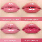 Flower Knows Violet Strawberry Rococo Glowy Lip Gloss,Moisturizing Shimmery Transparent Pink Plumping Lip Oil,Hydrating Lip Tint for Girls&Women,Vegan & Cruelty-Free,0.12 Fl Oz(G03 Berry Bomb)