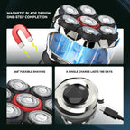 Men's Electric Rotary Shavers Bald，2026 Upgrade 7D Floating Electric Shaver with LED Display, IPX6 Waterproof, Type-C Fast Charge, Magnetic Heads, Travel Case - Ideal Men's Grooming Gift