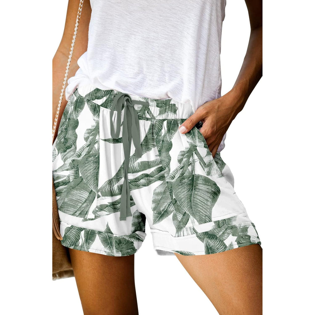 Womens Casual Shorts Comfy Elastic Waist Drawstring Pocket Shorts Pants
