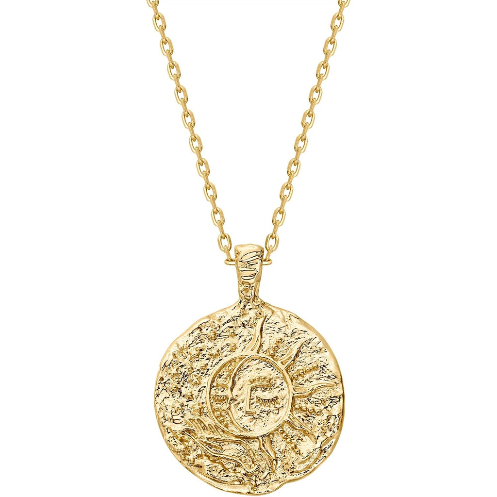 PAVOI 14K Gold Plated Engraved Coin Pendant Necklaces for Women | Byzantine Coin Pendants | Bohemian Necklace