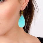 BaubleStar Natural Crystal Healing Stone Earrings Statement Teardrop Dangle Earrings for Women