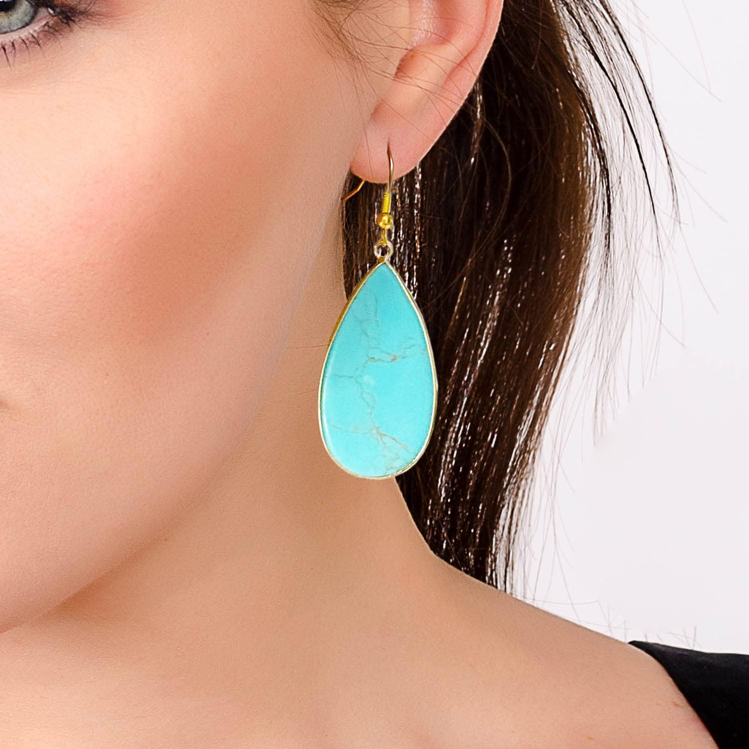 BaubleStar Natural Crystal Healing Stone Earrings Statement Teardrop Dangle Earrings for Women