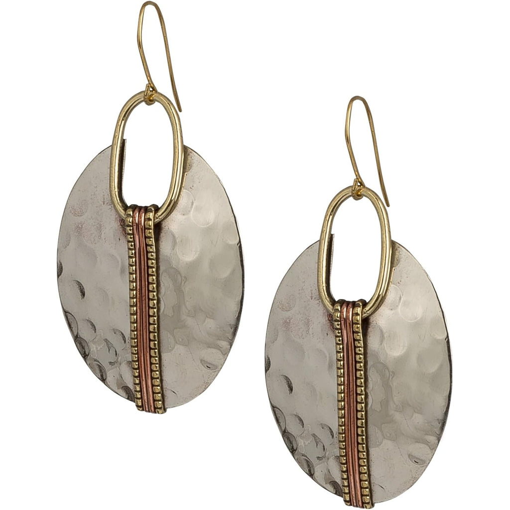 SPUNKYsoul Boho Earrings for Women Gold Silver Copper Dangle Oval or Round Ethnic Trendy Western Hammered Gift Handmade Mixed Metal African Jewelry