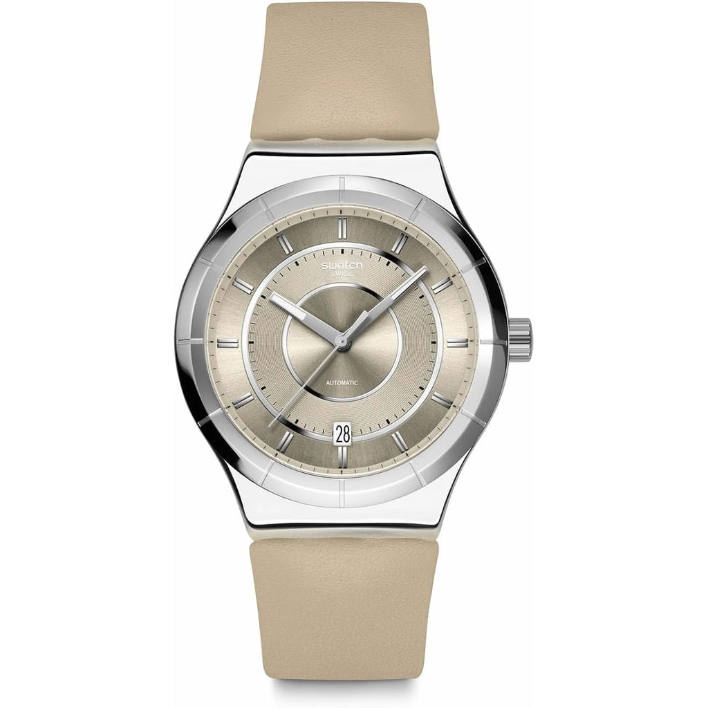 Swatch Irony Sistem51 Unisex Watch Casual Polymer Beige Automatic Waterproof Mocha Dream