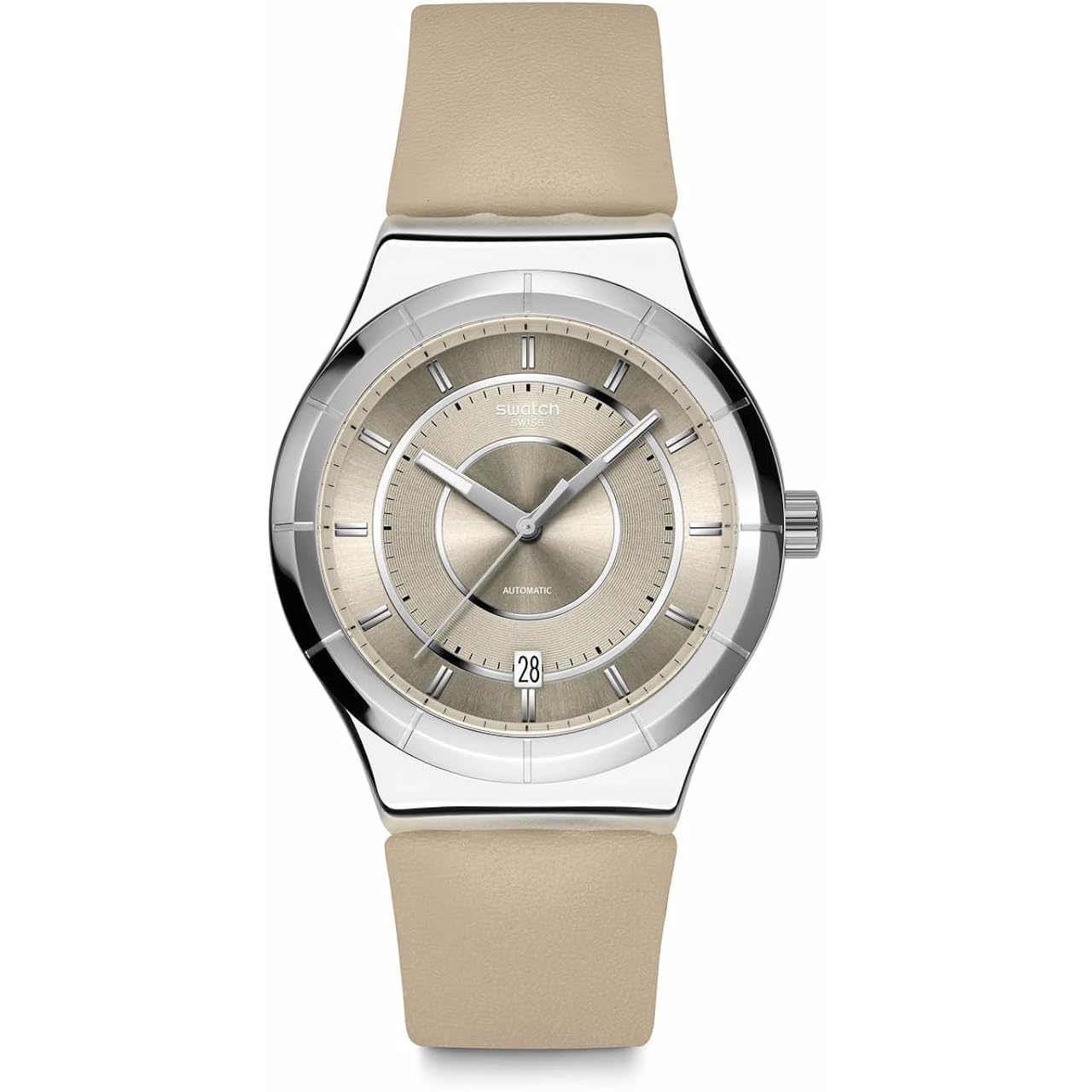 Swatch Irony Sistem51 Unisex Watch Casual Polymer Beige Automatic Waterproof Mocha Dream