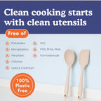 Nontoxic Platinum Silicone Utensils, 100% Plastic-Free, 8-Pcs, Beige | Lfgb-Certified Platinum Silicone. Solid Steel Core, No Hidden Plastics. 500°F Heat Resistant. Non-Scratch. Dishwasher Safe