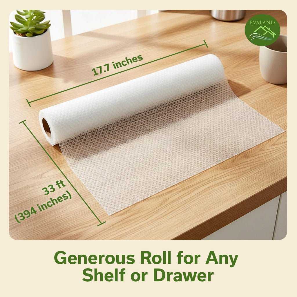 Shelf Liners For Kitchen Cabinets Non-Adhesive 17.7" X 33 Ft Clear Drawer Liner Non Slip, Washable Cabinet Liner, Waterproof Shelf Liners For Cabinets, Refrigerator Bathroom Pantry - Thickened
