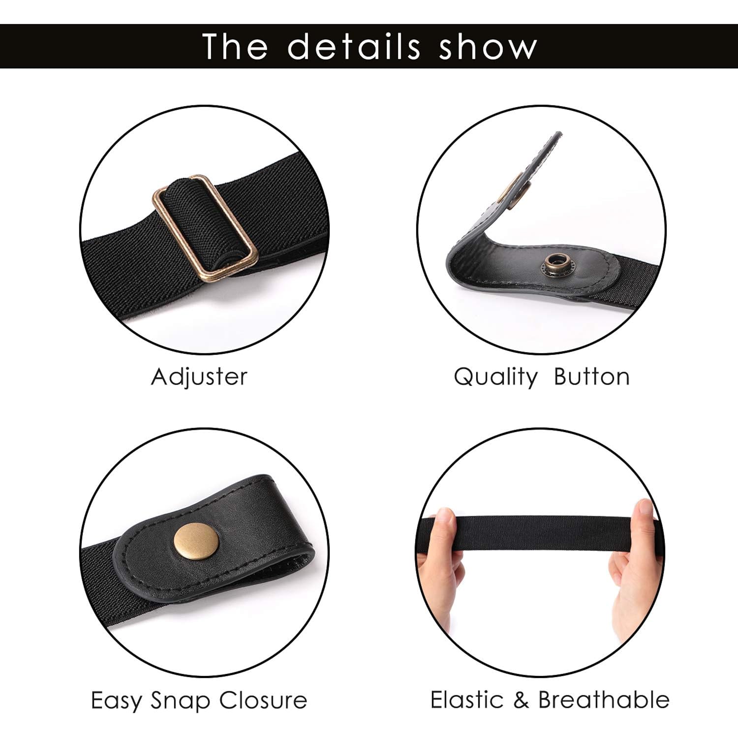 SUOSDEY No Buckle Elastic Stretch Belts for Men and Women, Comfortable Invisible Belts for Jeans Pants