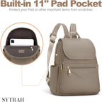 Backpack Purse For Women, Causal Backpack With Built-In Rfid Wallet & 11" Tablet Sleeve, Stylish Travel Daypack For Daily Khaki
