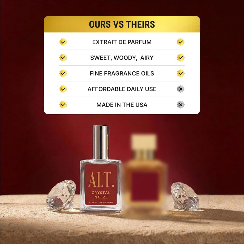 ALT. FRAGRANCES Crystal No. 23 – Inspired by Baccarat Rouge 540, Unisex Perfume, Extrait de Parfum, Long Lasting Perfume for Men & Women with Jasmine, Amberwood & Cedar Notes, 100ml