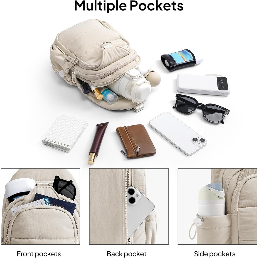 Sling Bag For Women, Anti-Theft Crossbody Bag With Rfid Blocking & Water Bottle Holder For Travel, Water-Resistant