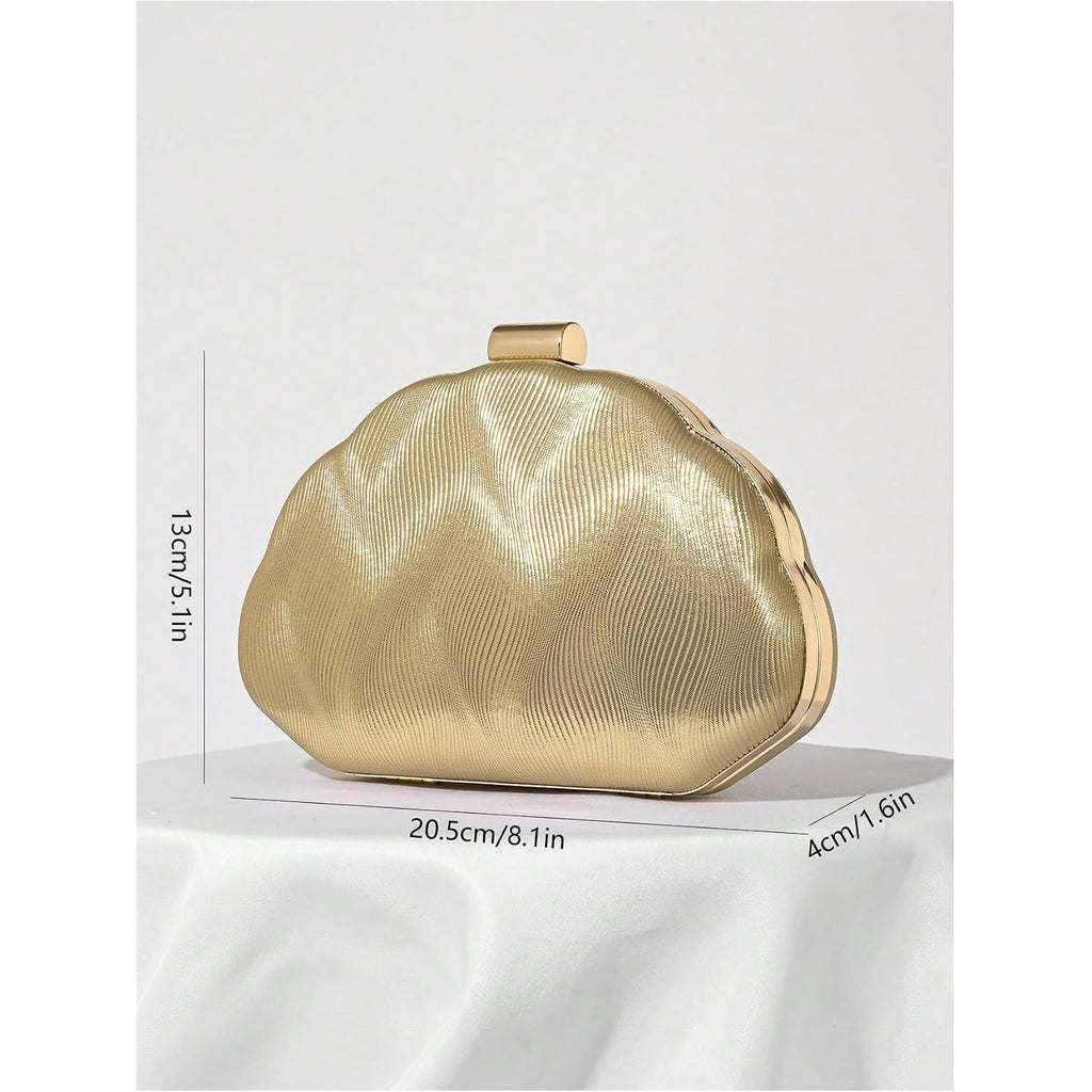 Milumia Women'S Metallic Shell Clutch Purse Cocktail Wedding Guest Evening Handbags With Chain Strap