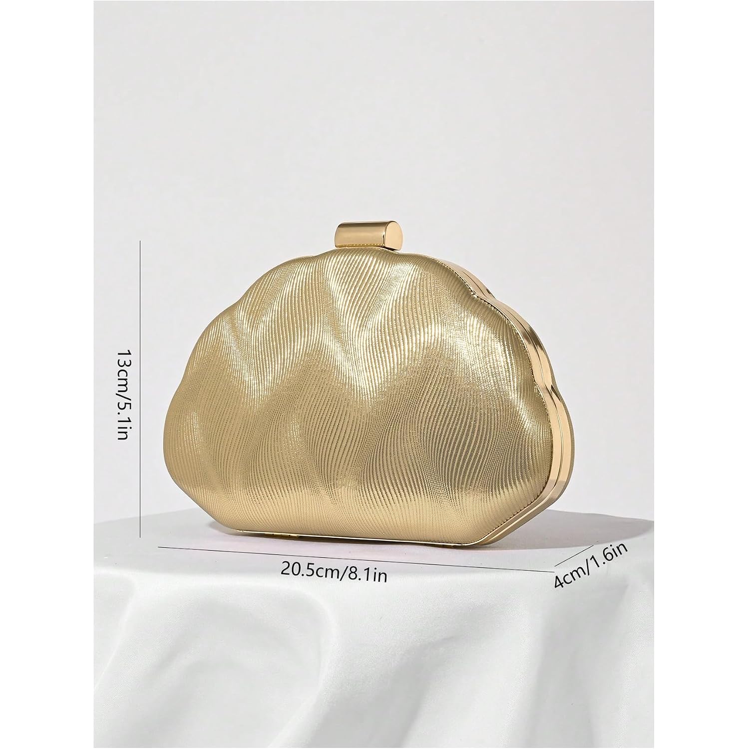 Milumia Women'S Metallic Shell Clutch Purse Cocktail Wedding Guest Evening Handbags With Chain Strap