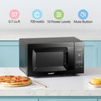 COMFEE' EM720CPL-PMB Countertop Microwave Oven with Sound On/Off, ECO Mode and Easy One-Touch Buttons, 0.7cu.ft, 700W, Black