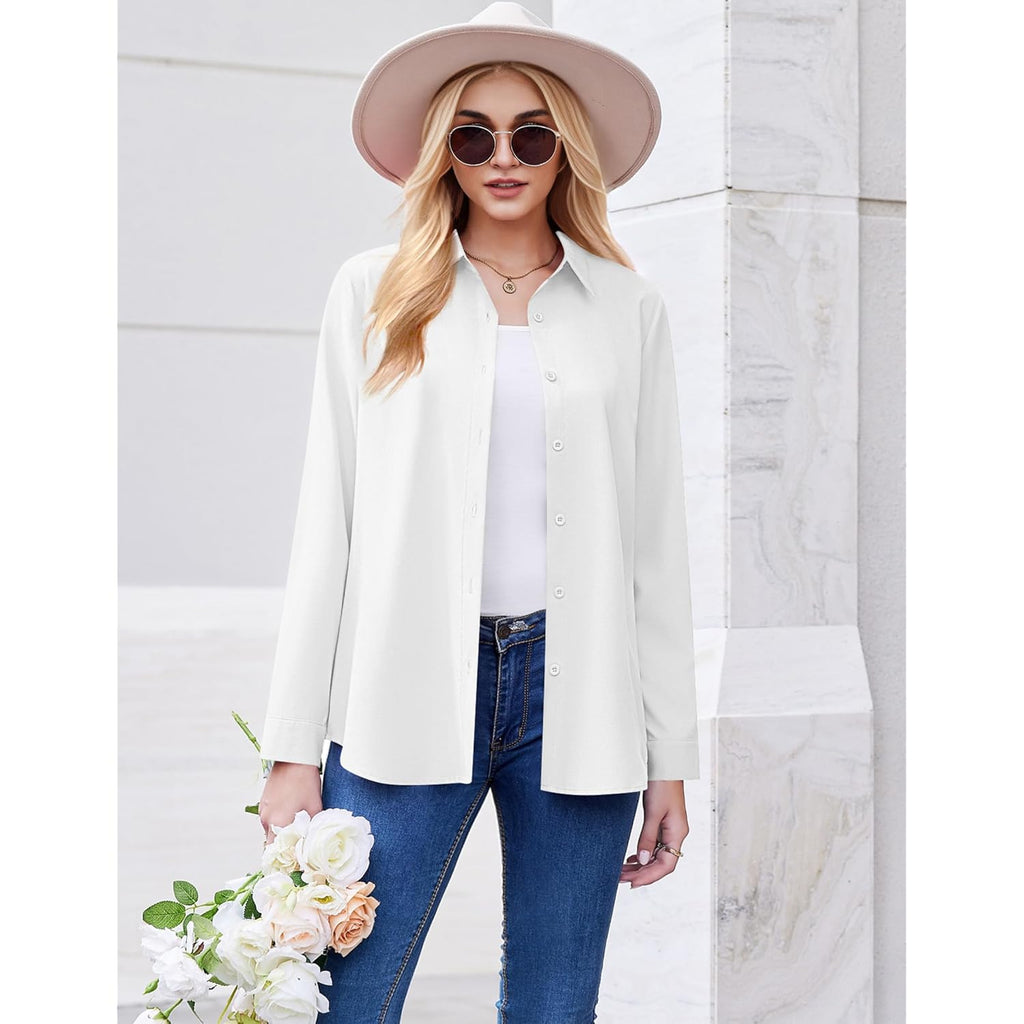Button Down Shirt for Women Long Sleeve Blouses Floral Printed Tops Business Casual Work Outfits S-XXL