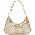 Makemechic Women'S Straw Beach Purse Seashell Beaded Shoulder Handbags Summer Vacation Bags